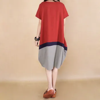 2020 Naujas Vasaros drabužių dydžio moterims korėjos nukentėjo spalva, ilgas rankovėmis medvilnės susiuvimo slim suknelė