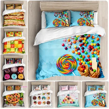 Macarone vaivorykštė saldainis serijos patalynės komplektas antklode padengti užvalkalas namų tekstilė: patalynė vaikams, dovana labai didelis patalynės komplektas