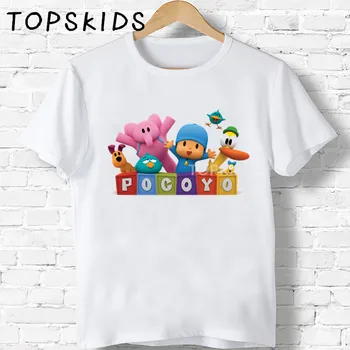 2019 Vaikų Animacinių filmų Pocoyo Print T-shirt Girls/Boys Juokinga Kūdikių Drabužiai Vaikams Vasarai trumpomis Rankovėmis Marškinėlius