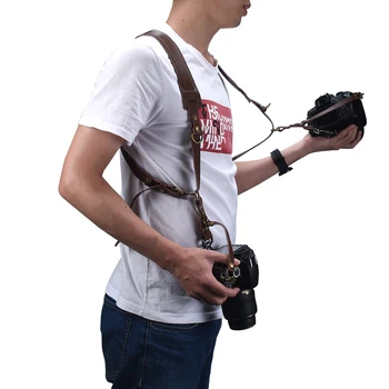Nešiojamas Fotoaparatas Dirželis Odinis DSLR Dirželis Dvigubai Petį, Fotografijos Reikmenys, Fotoaparato Diržas Dirželis
