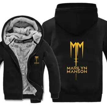 Marilyn Manson Hoodies Žiemos Thikcen Šiltas Megztinis Vilnos Linijinės marilyn manson Susagstomi megztiniai