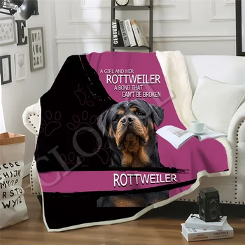 CLOOCL Mergaitė ir Jos Rottweiler Šuo Antklodės 3D Spausdinimo Dvigubo Sluoksnio Atsitiktinis Sofa Travel Paaugliams Patalynės Mesti Antklodę Pliušinis Antklodė