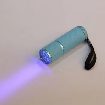 Mini UV 9 LED Žibintuvėlis Nešiojamų Ultravioletinės Lempos AAA Baterijos Vandeniui Naktį Švytinčios Šviesos Pinigų Detektorius Lempos fakelas