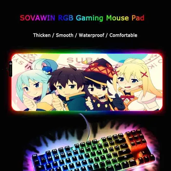 Mairuige Anime ir Animacinių filmų Žaidimų LED RGB Didelis Gamer Kilimėlis USB Apšvietimo Apšvietimu Vaivorykštė 7Colour Kompiuterio Klaviatūros Kilimėlis Stalas Padas