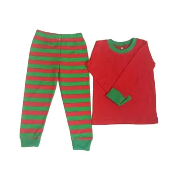 Patogus Kalėdų Pižama, Rudenį, Žiemą, Motina, Tėvas, Duktė, Sūnus laisvalaikio nešioja Raudonas ir Žalias Dryžuotas Šeimos Drabužių Rinkiniai 2017