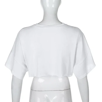 Darlingaga Atsitiktinis Palaidų Medvilnės, Baltos spalvos Marškinėlius Moterims Kietas Pasėlių Viršų trumpomis Rankovėmis Streetwear Vasaros marškinėliai 2020 Tee Marškinėliai Drabužių
