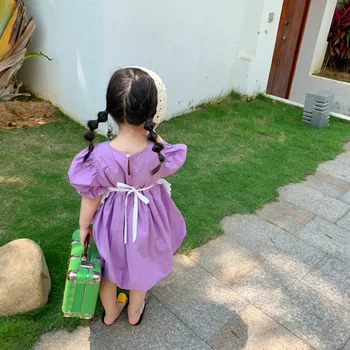 Vasaros Naują Atvykimo karšto pardavimo Palace Stiliaus trumpas burbulas rankovės princesė suknelė su nėrinių prijuostė saldus mielas kūdikis mergaitės