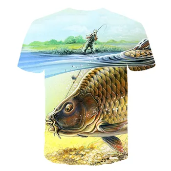 2020 naujų Žuvų 3d Marškinėliai vaikams Hip Hop Marškinėlius Žvejys Atogrąžų Print T-shirt Juokinga T Shirts Vasaros Fishinger vaikų Drabužiai