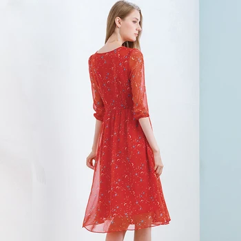 Onlyplus Raudono Šifono Suknelė Plonas Elegantiškas Rudenį Saldus Šalis Suknelės Spausdinti Star Mėnulis Naujo Dizaino Moterų Vestidos