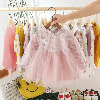 Skatinimas! 2021 mergaičių kinų stiliaus suknelė vaikų rudens drabužių princesė mielas vientisas kūdikių pavasarį dėvėti