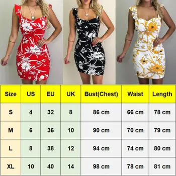 Mada Moterims Gėlių Bodycon Rankovių Boho Šalies Klubas Mini Suknelė Sundress S-XL