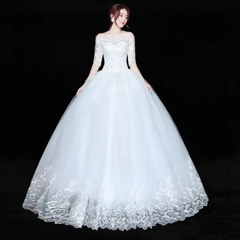 2021 Naujas Didmeninės Vestuvių Suknelė Pusė Rankovės Off Pečių Vestuvių Suknelė Pigūs Kamuolys Suknelė Vestuvių Suknelė Pagaminta Kinijoje Vestido De Noiva