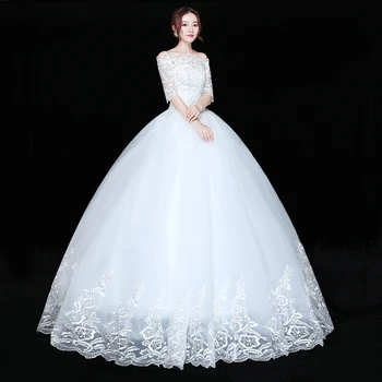 2021 Naujas Didmeninės Vestuvių Suknelė Pusė Rankovės Off Pečių Vestuvių Suknelė Pigūs Kamuolys Suknelė Vestuvių Suknelė Pagaminta Kinijoje Vestido De Noiva