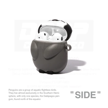 Minkštas Apsauginis Silikono Atveju Airpods 1/2 pro mielas pingvinas įdomus įtaisą su keychain karabinai kablys priedai