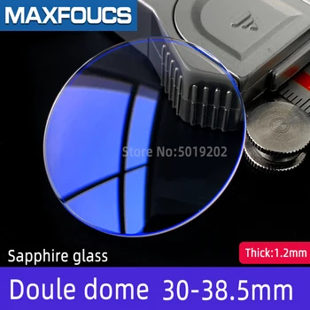 Safyro stiklo objektyvas antireaction Mėlyna AR-danga Dvigubo kupolo 1.2 mm storio 30mm ~ 38.5 mm dia žiūrėti stiklo atsarginės dalys