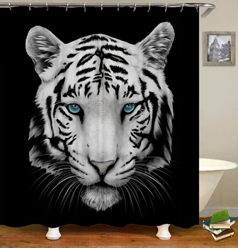 OLOEY 3D Spausdinimo Gyvūnų Dušo Užuolaidos Vonios Ekranai Vandeniui Užuolaidos Vonios kambarys Dekoro Individualų Liūtas, Tigras Žvėris