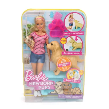 Originalias Barbie Lėlės 29CM Barbie Naujagimių Šuniukų Lėlės ir Gyvūnai 3 Šuniukai, Šunų Kūdikių Priežiūros Padalinio FDD43 Mergaičių Barbė Drabužiai