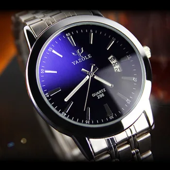 Top Brand YAZOLE Vyrų Auto Data Kvarco Žiūrėti Mėlyno Stiklo Prabangių Laikrodžių Žmogus Full Steel Laikrodis Šviesos Masculino Reloj Hombre