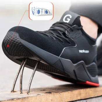 Patinas Plieno Toe Darbo Saugos Batai Kamufliažas Vyrų Batų Kvėpuojantis Lauko Laisvalaikio Sneaker Anti-smashing Auskarų Darbo Saugos Įkrovos