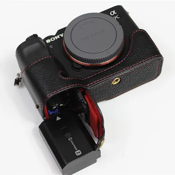 Naujas natūralios Odos Fotoaparato krepšys Rankų darbo Viršelis Sony A7C Alfa 7C ILCE-7C Apačioje Atveju Su Baterija Atidarymas