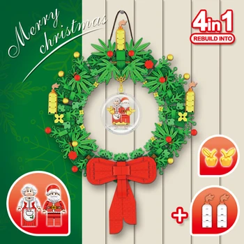 Kalėdų Rinkiniai Žiemos Village briedžių Oro Balionas Santa Claus Medžio Blokai draugais LED Vaikams, Žaislų, Dovanų Plytų Švietimo