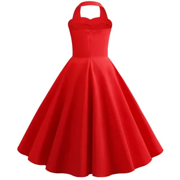 Raudona Apynasrio Šalis Suknelė Moterims Vasarą Big Swing 60s 50s Rockabilly Skraiste Derliaus Pin Up Suknelės su Diržu Plius Dydis Drabužius, Moteris