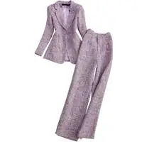 Fashio verslo kostiumas kostiumas moterų pavasario žiemos Naujas aukštos kokybės atsitiktinis Tvido kostiumas slim paltai moterims + plataus kojų kelnės dviejų dalių komplektas