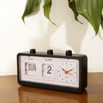 Retro Kalendorius Flip Laikrodis Naktiniai Aikštėje Laikrodis su 3 Paspauskite Mygtuką Buitinių Lašas Laivybos