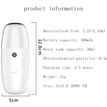 30ML Nešiojamą Drėgmės Veido Garlaivis Ultragarsinis Veido Drėkintuvas Purkštuvas USB Įkrovimo Nano Vandens Rūko Maker Kūno Purškalas Inhaliatoriaus