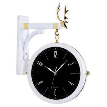 Šiaurės Prabanga Dervos Sieninis Laikrodis Dvipusis Elektroninis Derliaus Sieninis Laikrodis Patarimų Reloj Freskos Decorativo Namų Laikrodžiai OO50WC
