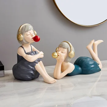 Šiuolaikinio Meno Skulptūrų Burbulas Mergina Baldai Vaisių Plokštė Dervos Simbolių Modelis Figūrėlės Namų Šiaurės šalių Namų Apdailos, Dovanos