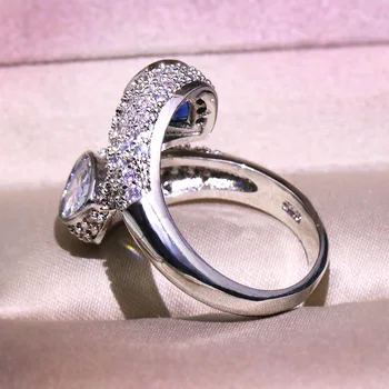 Unikalus Moterų 925 Sterlingas sidabro žiedas vandens lašas AAAAA cz Stone Pareiškimą Vestuvių Juostoje Žiedai, moterų, vyrų, Šaliai, Papuošalai