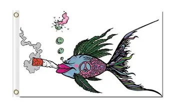 Rasta meno rūkymo žuvis, taikos ženklas, vėliava 3x5ft muzikos poliesteris reklama