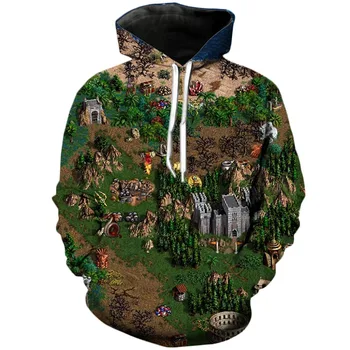 PLstar Kosmosas Heroes of Might & Magic 2018 m. naujo dizaino Žaidimai map 3d Spausdinimo Hoodies Mens Mados Palaidinukė Atsitiktinis Unisex hoodies