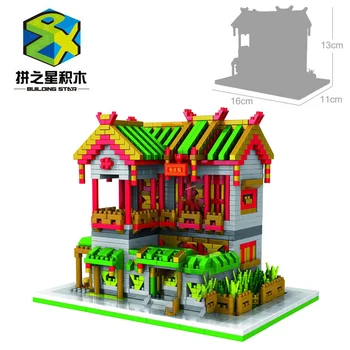 Miesto Gatvės Serijos Senovės Kinijos Architektūros Modelis Arbatos Namų Statyba Blokai, Švietimo, Vaikams, Žaislai, Plytos