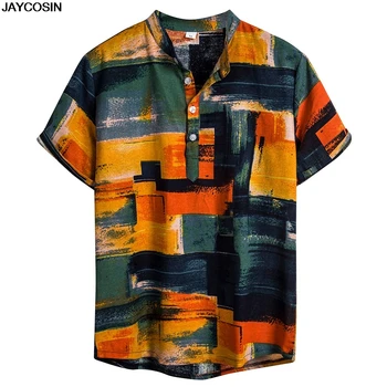KLV Vasaros Mens Havajų marškinėliai Streetwear Atsitiktiniai trumpomis rankovėmis marškinėliai Paplūdimio Mygtukai Paplūdimio Vyriška Palaidinė Camisa masculina 9816