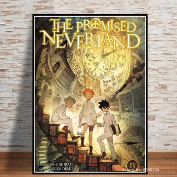 Pažadėjo Neverland Anime Ir Animacinių Filmų Kokybė Sienos Menas Namų Dekoras Drobė, Tapyba Apdailos Viešbučio Bare, Kavinėje Kambarį Plakatas