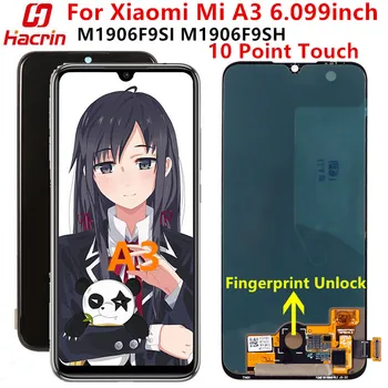 AMOLED Ekranas Xiaomi Mi A3 Ekranu Išbandyti Lcd Ekranas+Touch Ekranas Su pirštų Atspaudų Už Xiaomi Mi CC9E A3 M1906F9SH