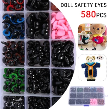 580PCS Plastiko Saugos-Akis Ir Trikampio Nosis Su Tarpinėmis už Meškiukas Lėlės, Žaislai Akis 