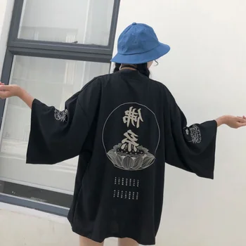 Mados Korėjos, Japonijos Harajuku Stilius Vasaros Asain Moteris Kimono Haori Megztinis Plonas Saulės Kailis Yukata Rytų Komplektai