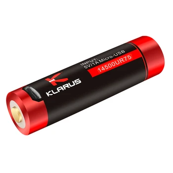 2vnt KLARUS 14500RU75 14500 Li-ion baterija 750mAh 2.77 W su Micro-USB įkrovimo kabelis įkraunama baterija