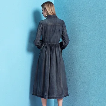 Džinsinio audinio suknelė moterims 2019 m. pavasarį moterų mados lieknėjimo pusėje ritininės nereguliarus džinsinio audinio suknelė mujer NW19B6029