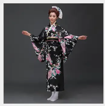Mados Tendencijos Įvairiose Moterų Seksualus Kimono Yukata Su Obi Naujovė Vakarinę Suknelę Japonijos Cosplay Kostiumas Gėlių Vienas Dydis