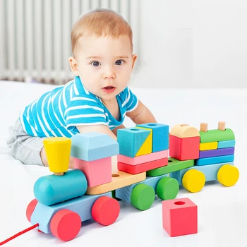 Mediniai Vaikų Spalvinga Išardymas ir Surinkimas Blokai Vaikų Loginį Mąstymą Ankstyvojo Ugdymo Švietimo Žaislai