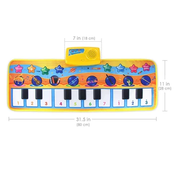 80x28cm Kūdikių Fortepijonas Kilimėlis su 10 Klavišus Įrašyti & Bitė Bitė Touch Funkcija Žaisti Mat Muzikos Kilimas Kilimas Švietimo Žaislai Vaikams