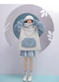 Harajuku estetinės ryklys anime hoodie moterų korėjos kawaii crewneck ilgomis rankovėmis negabaritinių streetwear kpop rudenį žiemos drabužių viršų