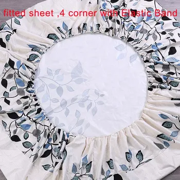 Paklode su mėlyna elastinga juosta gėlių spausdinti patalynės, čiužinių užvalkalai įrengtas lapas rinkiniai su elastinga už 150x200 cm
