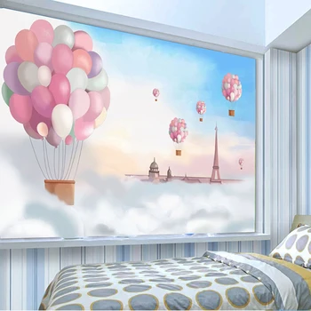 Foto Tapetai 3D Animaciją Spalvos Balionas Mėlynas Dangus, Sienų Tapetai, vaikų Kambarys Kraštovaizdžio Freskos Namų Dekoro Papel De Parede Infantil