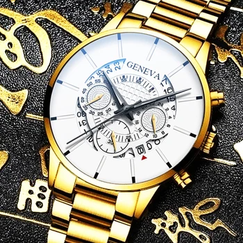 Reloj de los hombres Vyrai Žiūrėti Kvarco Classic Gold Laikrodis Plieno Diržas Prabanga Kalendoriaus Verslo Žiūrėti Herren Uhren Vyrų laikrodis