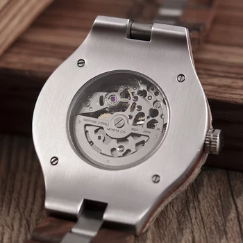BOBO PAUKŠČIŲ Mechaninis laikrodis Vyrams, Medienos, Metalo Automatinis Laikrodis atsparus Vandeniui Verslo Karinės Laikrodis Armbanduhr J-Q29